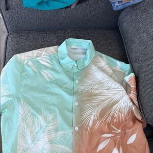 Tropical Print Button-Up Shirt